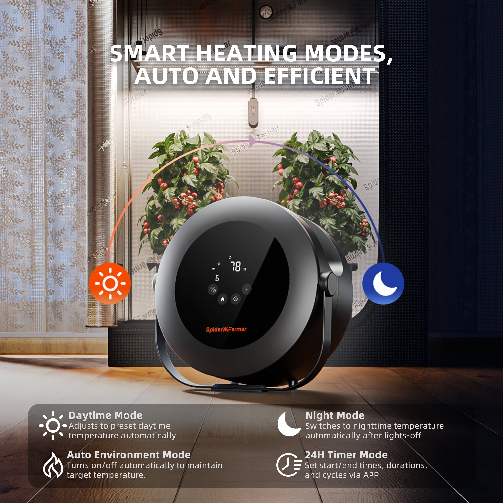 Spider Farmer Grow Tent Heater – Smart APP Temperature Control – product view 4