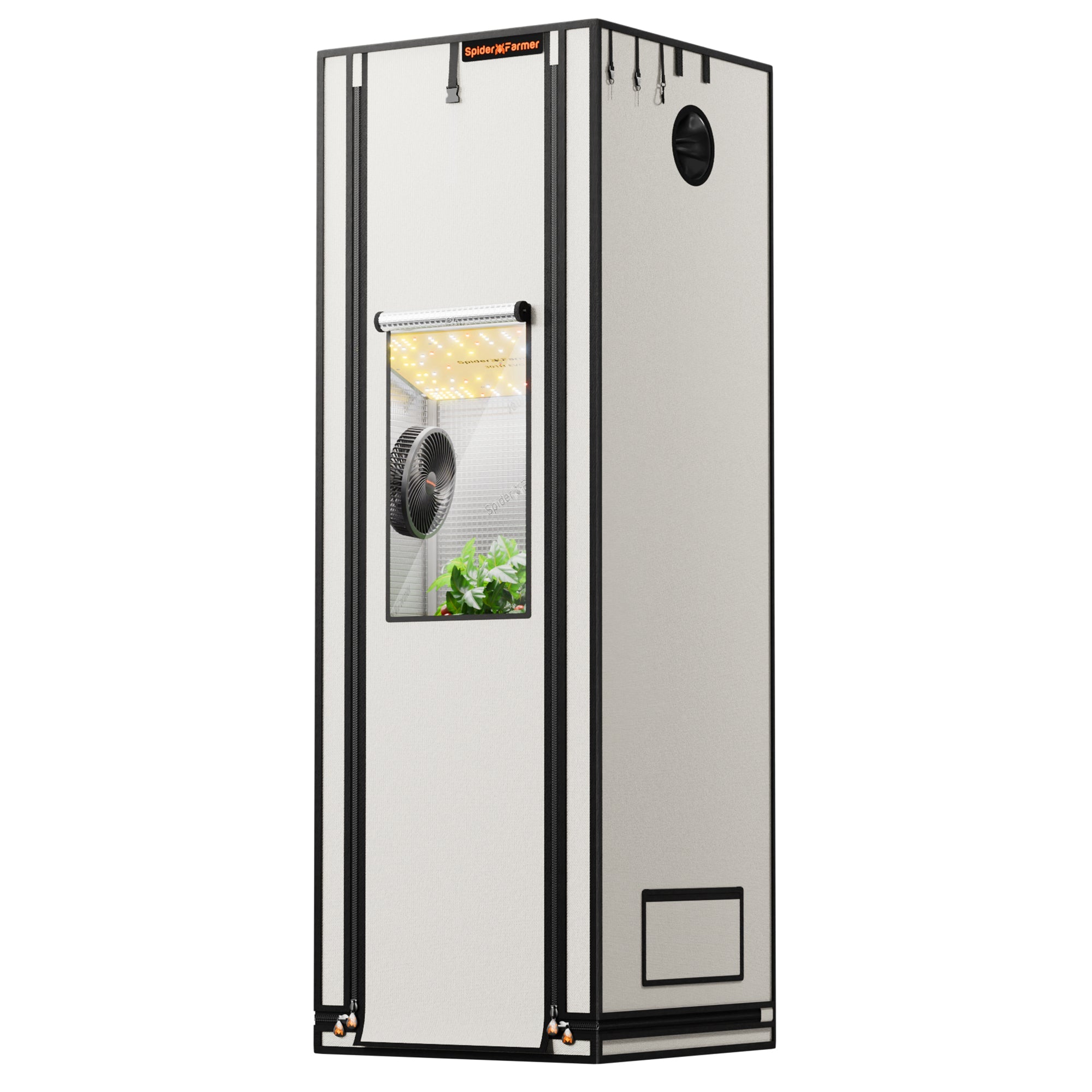 Spider Farmer 2' × 2' × 6' 60 × 60 × 180 cm Pro White Indoor Grow Tent 2000D Oxford Cloth Hydroponics Plant Growing Box