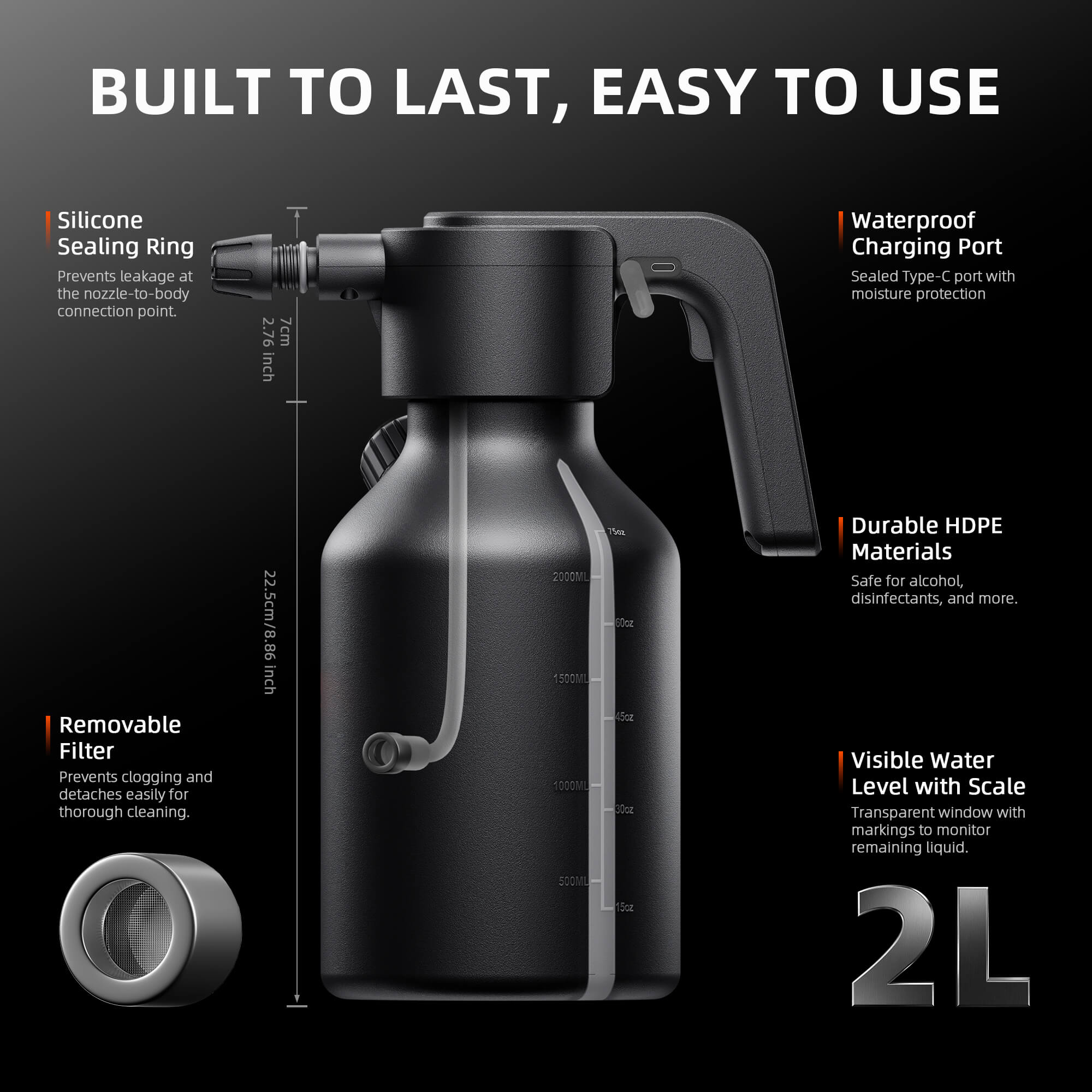 Spider Farmer Electric Spray Bottle 2 L / 0.5 Gallon – product view 2