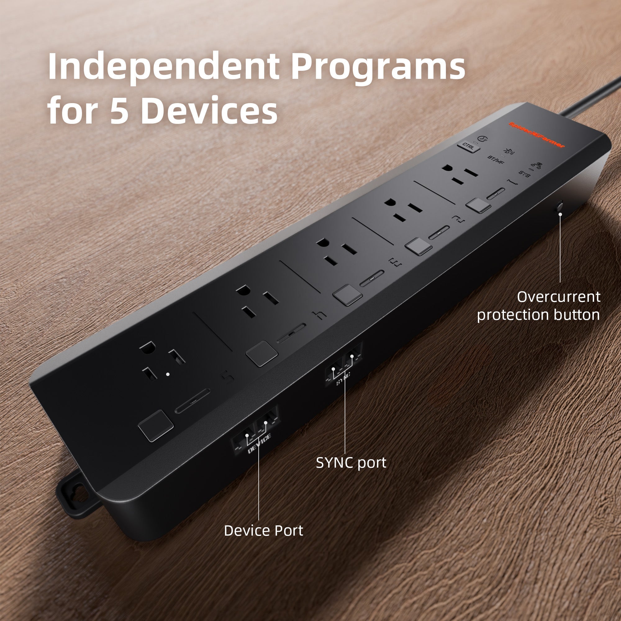 Spider Farmer GGS AC5 Power Strip with 5 Outlets – product view 2