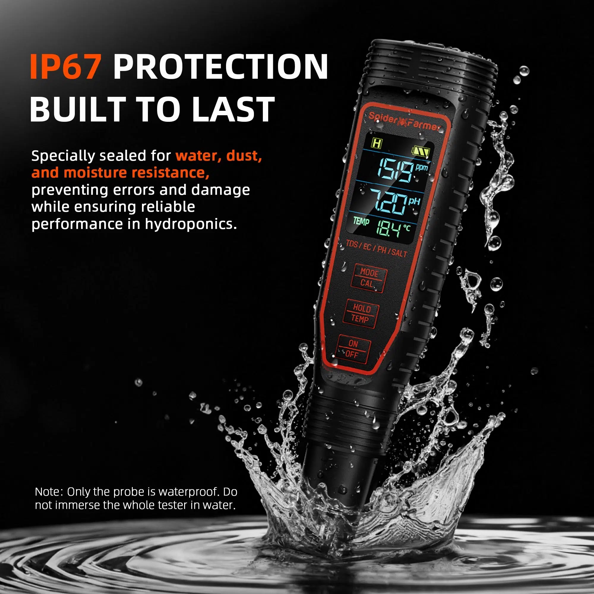 Spider Farmer 5-in-1 pH Hydroponic Meter Kit – product view 4
