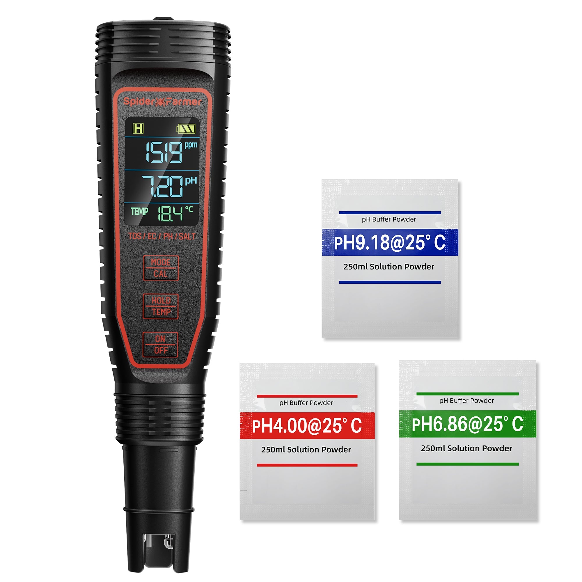 Spider Farmer 5-in-1 pH Hydroponic Meter Kit